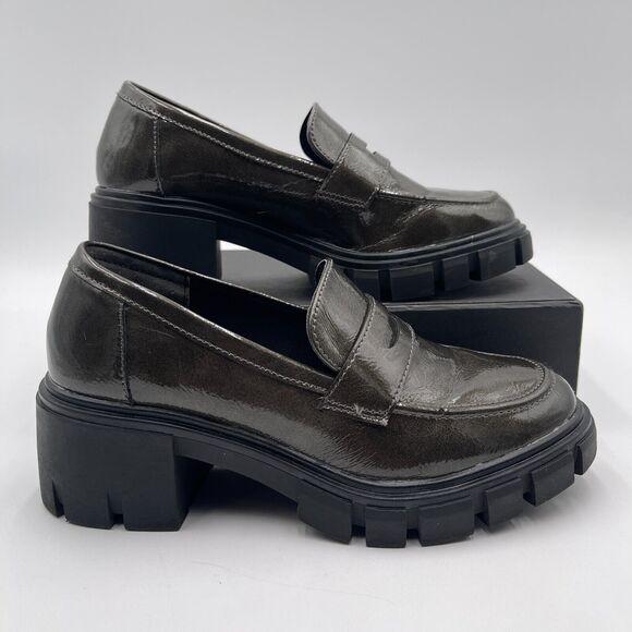 Crown Vintage Loafers Women’s Size 6 M Sage Dark Green Faux Leather - Picture 2 of 10